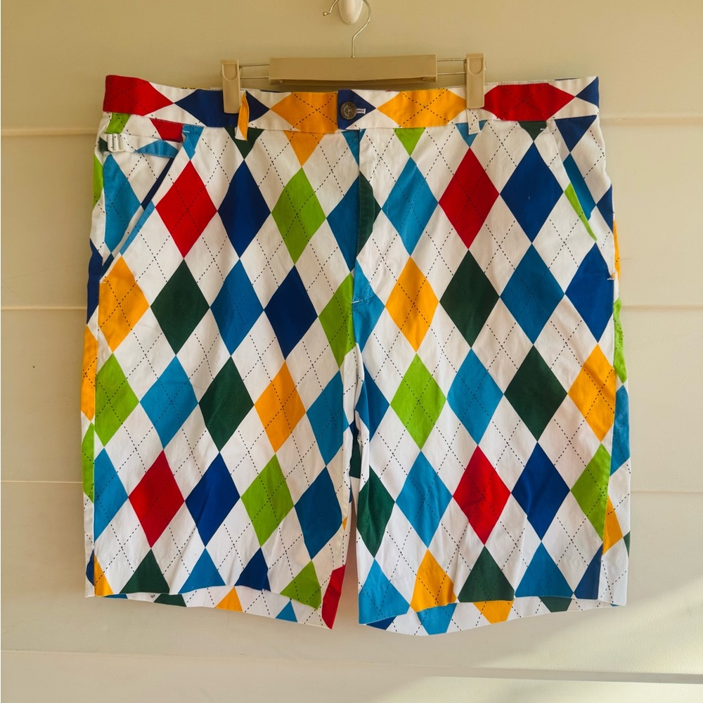 Royal & Awesome Colorful Argyle Golf Shorts 44